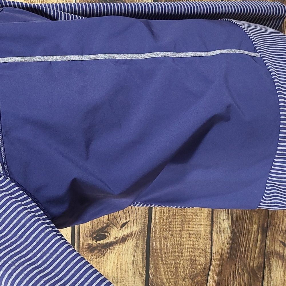 Adidas Striped 1/4 Zip Performance Pullover | Navy & Blue | Medium - Picture 9 of 12
